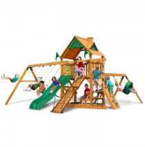 Frontier Swing Set With Wood Roof & Amber Posts